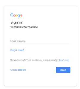 Sign in to youtube
